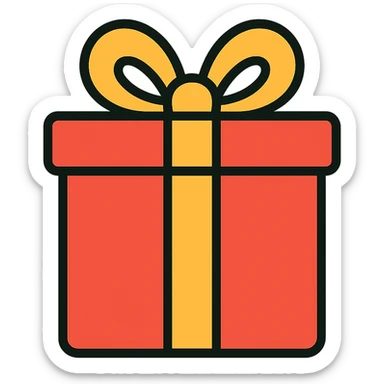 colored gift box with ribbon icon sticker