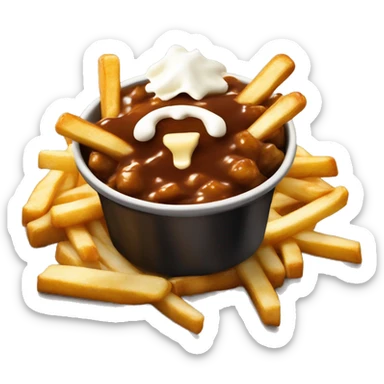 “Quebec poutine with crispy fries, melted white cheese curds, and rich brown gravy.” sticker