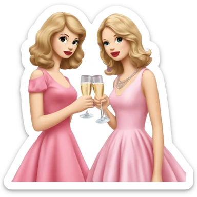 Lana del Rey & Taylor Swift drinking champagne pink dress sticker
