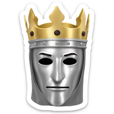 king baldwin IV in silver full face mask up with hand out sticker