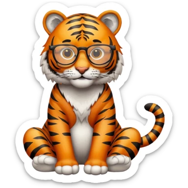 full body of tiger wear glasses sticker