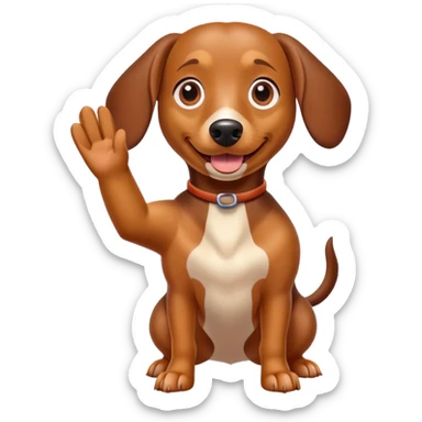 Weenie dog waving  sticker