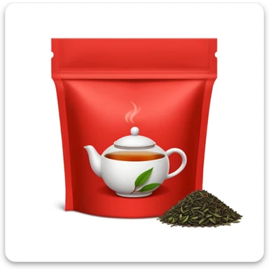 iPhone emoji icon of Pu-erh tea in packaging, red background sticker