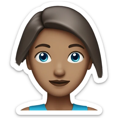 White Woman with blue eyes and long darkbrown sleek hair sticker