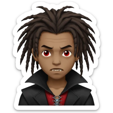 Brown skin Boy, vampire, messy dreadlocks, emo sticker