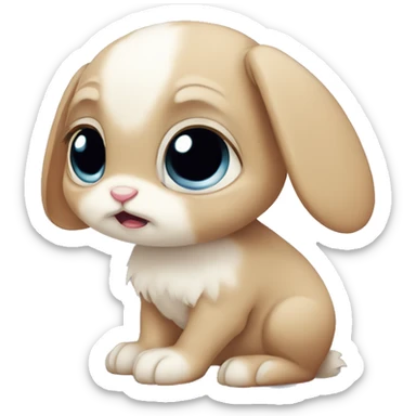 Anxious baby rabbit sad big eyes sticker