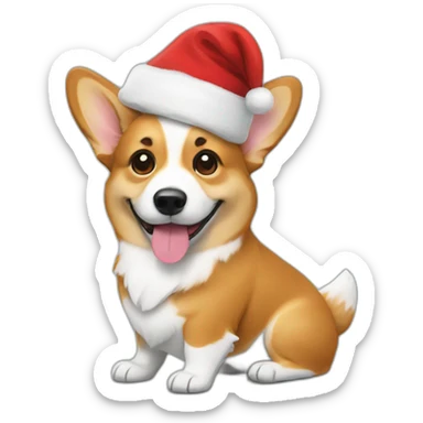 corgi with santa hat sticker