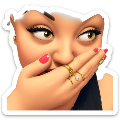 close up of girl with jewelry sticker