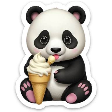 Panda eating ice cream sticker