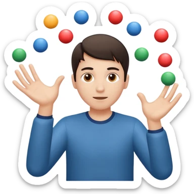 person mimicking juggling with hands in front of them but without the balls sticker