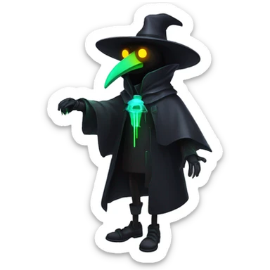 plague doctor with neon elements sticker