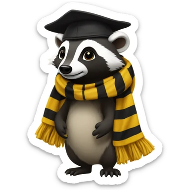 Badger wearing hufflepuff scarf and hat Hogwarts  sticker