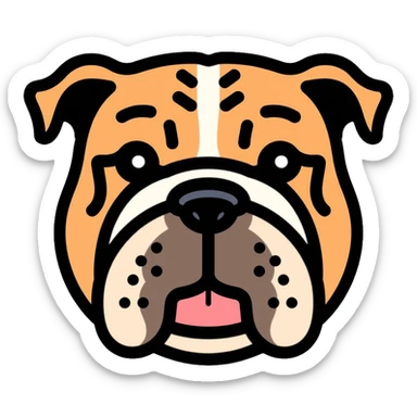 bulldog face with wrinkles sticker