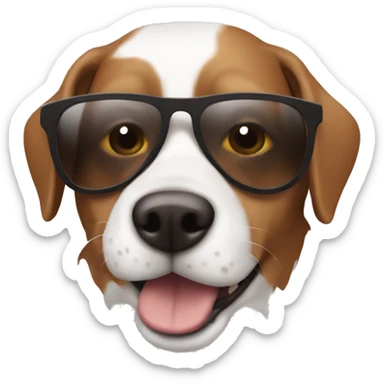 brown and white dog wearing sunglasses  sticker