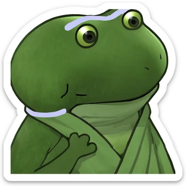 Lady frog with a towel wrapped around their head and in a robe sticker