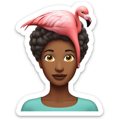 mother with a flamingo on her head  sticker