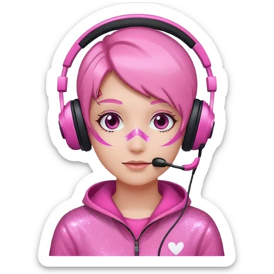 control gamer glitter pink sticker