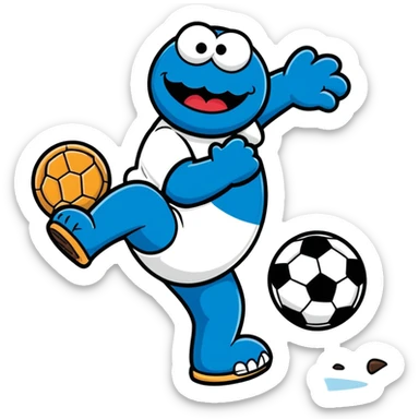 Cookie Monster playing soccer sticker