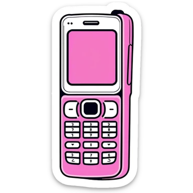Pink Y2K flip phone with glittery metallic finish and cyber aesthetic sticker