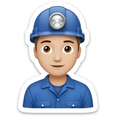 Technician + headlamp + blue jumpsuit, Repair Crew. sticker