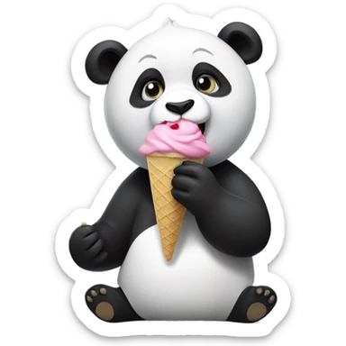 Panda eating ice cream sticker