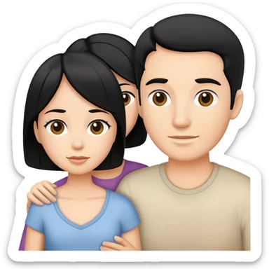 dad, mom and 2 sons, black hair sticker