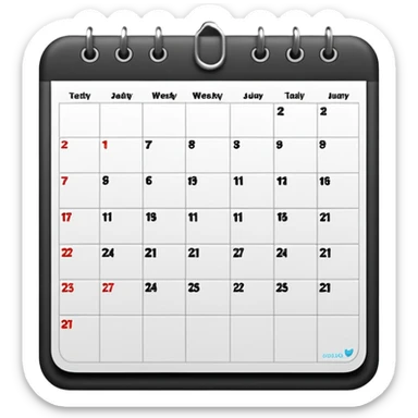 Weekly calendar sticker