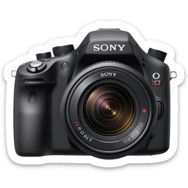 Simple DSLR camera, minimal details, basic shape of a Sony camera, clean design sticker