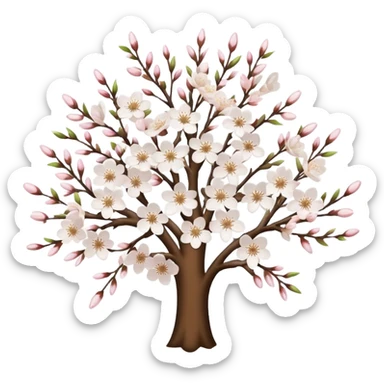 White cherry blossom tree sticker