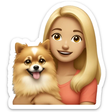 light-skinned-girl-petting-pomeranian sticker