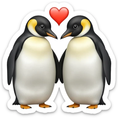 2 emperor penguins facing each other making a heart but no heart emoji sticker