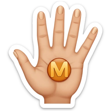 Create downwards facing hand gesture fingers shaped in letter M sticker
