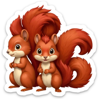 I would like a red feminine squirrel pack, bonus points if you can incorporate long curly red hair sticker
