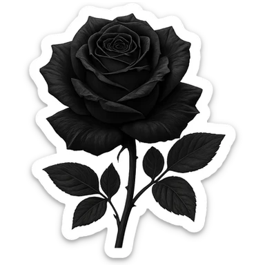 a black rose, detailed petals, gothic aesthetic, dark and elegant sticker