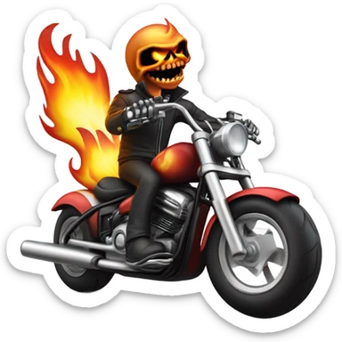 Flaming Skull Riding A Motorcycle sticker
