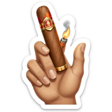 a hand holding a cigar sticker