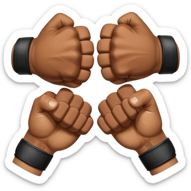 a sideways view of two sets of hands boxing sticker