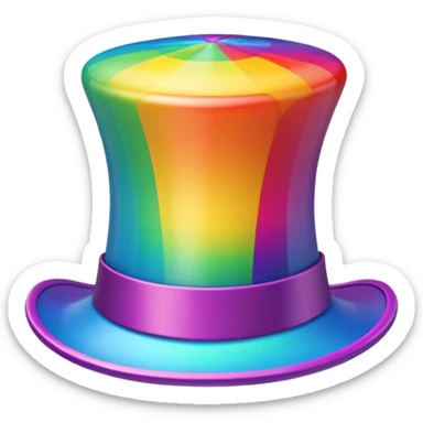 rainbow spinning top hat sticker