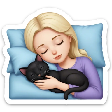  white girl sleeping with one black kitten sticker