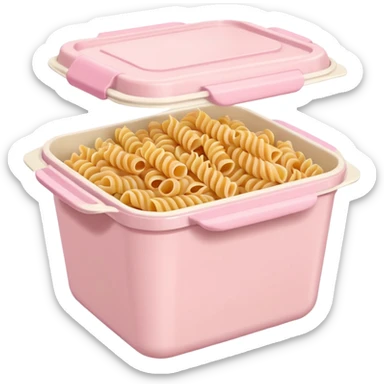 pastel pink food container with pasta inside sticker