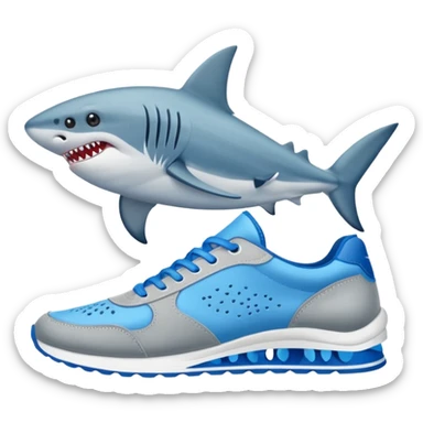 Tiburón con zapatillas celestes sticker