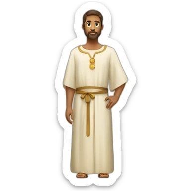 a button with high-fashion tunic of the Biblical times sticker