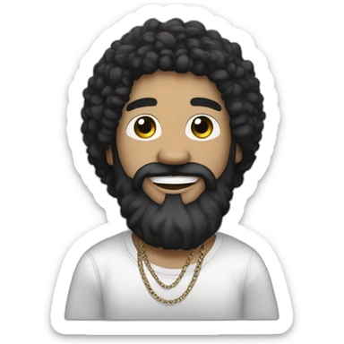 rapper-with hoop-white skin-black hair-beard-bichon dog-white-smile sticker