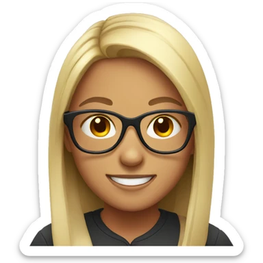 smiling girl with glasses indoors sticker