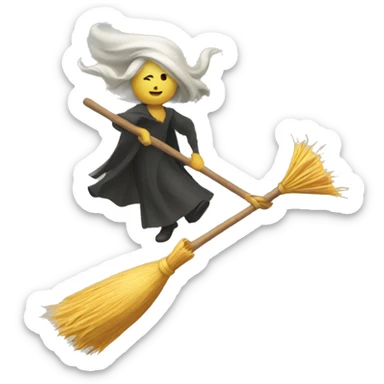 Flying broom sticker