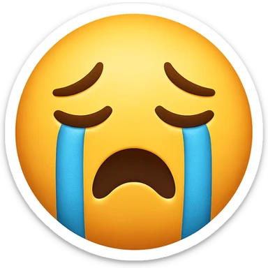 yellow face with crying expression emoji, digital illustration sticker