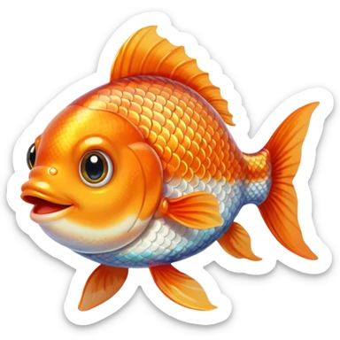 very cute aesthetic fish with big shiny eyes, colorful but soft scales, charming smile sticker