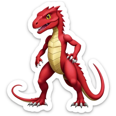  Cool Edgy Maroon Guilmon-Charmeleon-Digimon-Fakemon-Velociraptor full body sticker