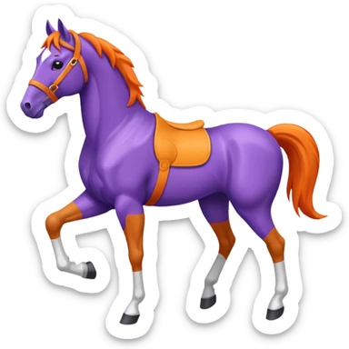 ok créée moi une emoticone simple pour une athletes d'endurance ( horse ) et un pour un endurance Horse - couleur dans ces tons violet, orange , blanc et assure toi du nombre de patte correct ( 4 ) sticker