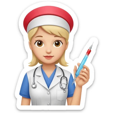nurse holding vaccination needle sticker